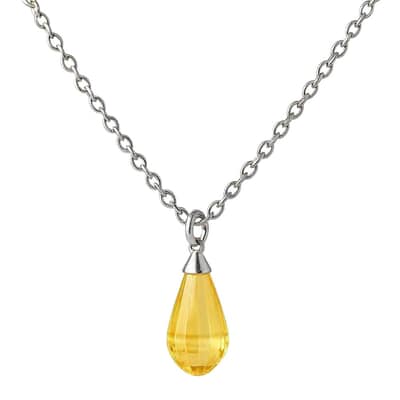 Yellow Teardrop Cremation Diamond Necklace
