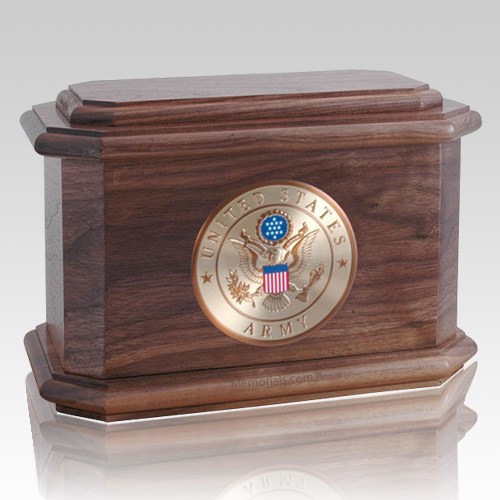 Patriot Army Walnut Wood Urn