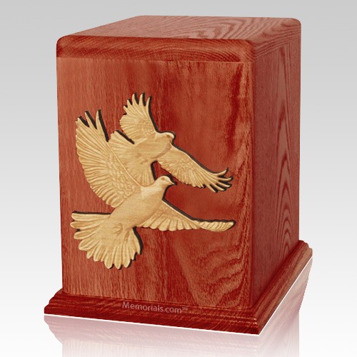 Love Birds Cherry Cremation Urn For Two