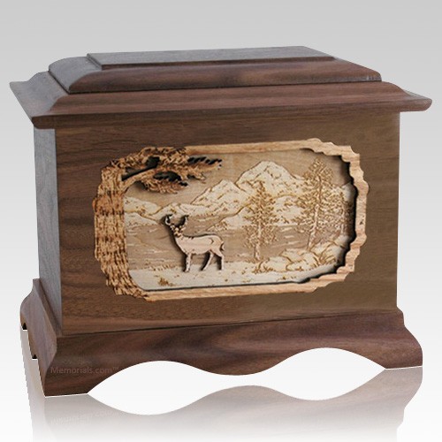 Deer Walnut Cremation Urn